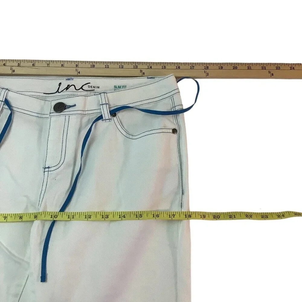 INC Denim Slim Fit Skinny Leg Low-Rise White Capri Jeans Womens Size 8 Stretch
